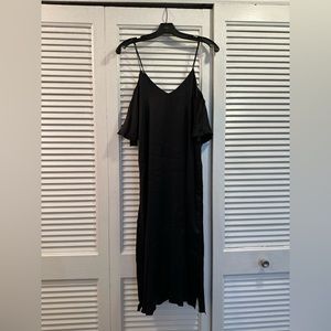 Aritzia Wilfred Black Midi Dress with Flutter Sleeve